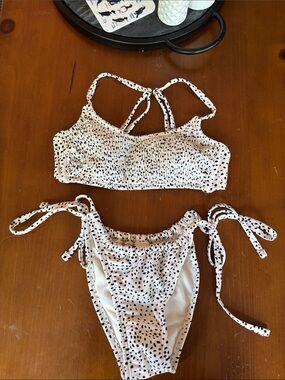 Xhilaration White Bikini with Black Dot Trim